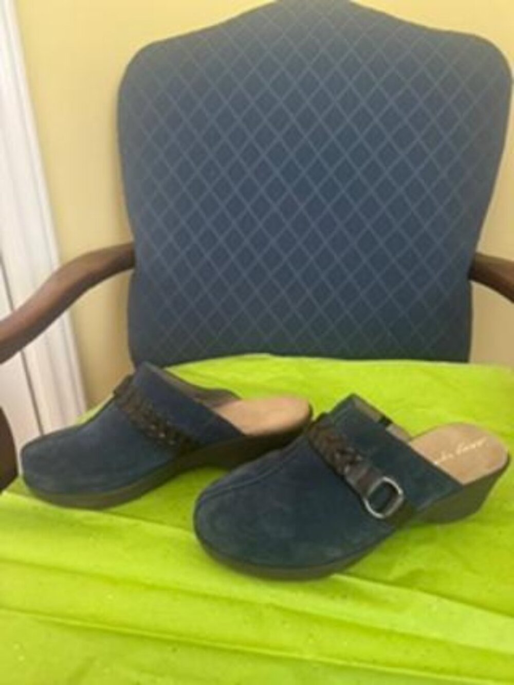 Women's Easy Sprit Pierson Blue Suede Comfort Mules Size 9